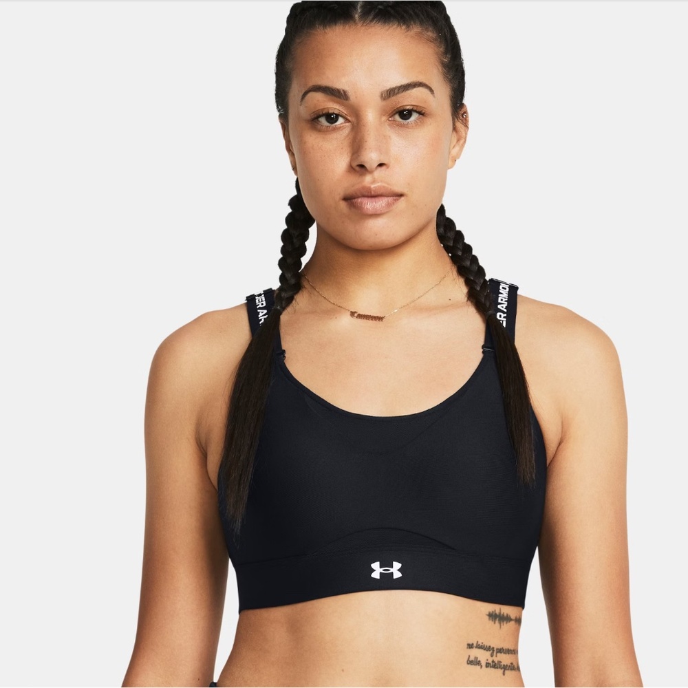EUC Under Armour UA Infinity High Impact Sports Bra Black Size XL #1351994